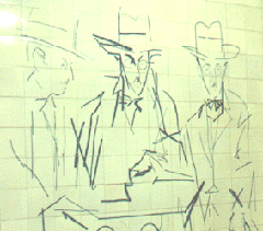 [ilustração: Júlio Pomar. Heterónimos. Azulejos no Metropolitano de Lisboa. Foto L.A.
]