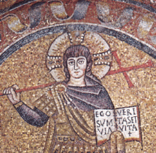 [ilustração: Cristo guerreiro. Mosaico romano. Sec. V.
]