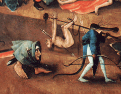 [ilustração: Bosch (1450?- 1516). «Tríptico do último julgamento» (pormenor). Akademie der bildenden Kunste, Viena.
]