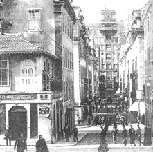 [ilustração: Rua dos Douradores, cruzamento com a Rua de Santa Justa, no início do século XX.]