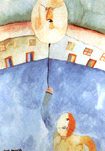 [ilustração: Alfredo Margarido. Criança com balão. 1988.]
