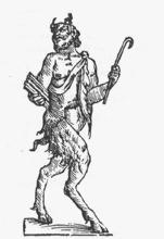 [ilustração: V. Cartari. Pã com a siringe e o cajado de pastor. 1647.
]