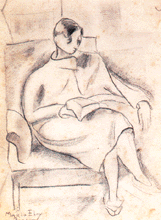 [ilustração: Mário Eloy (1900-1951). Mulher sentada a ler, 1925-26. Col. part. Lisboa.
]