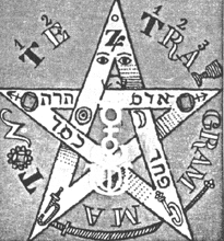 [ilustração: Pentagrama do Doutor Fausto, segundo Éliphas Lévi.
]