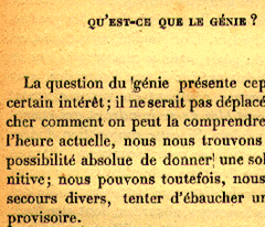 [ilustração: Sublinhados de Pessoa:«Le génie et les théories de M. Lombroso». Étienne Rabaud. 1908.
]