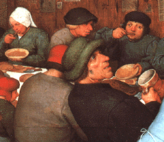 [ilustração: Bruegel (1525-1569). Ceia de Casamento (porm). 1568. Museu de Viena.
]