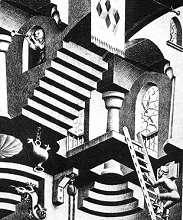 [ilustração: Escher (1898-1972). Côncavo e Convexo.
]