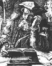 [ilustração: Fausto. Gravura em cobre de A. Matham, 1642.
]