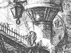 [ilustração: Piranesi (1720-1778). Cena de prisão (porm).
]