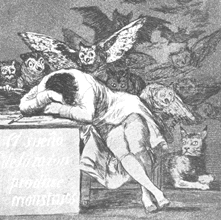 [ilustração: Goya (1746-1828). «O sono da razão produz monstros».
]