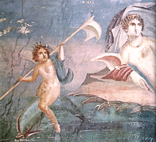 Vénus e cupidos (pormenor). Fresco. Pompeia.
