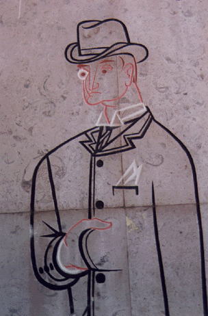 Almada Negreiros (1893-1970). Álvaro de Campos (pormenor). 1958. Mural Fac. Letras de Lisboa.
