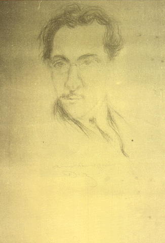 Almada Negreiros. Retrato de Pessoa (sanguínea). 1915.
