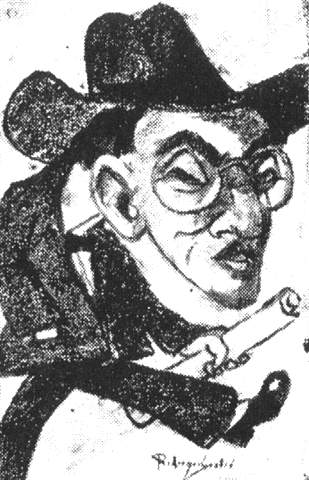 Rodriguez Castañe. Caricatura de Fernando Pessoa. in República. Lisboa: 21 Set. 1912.
