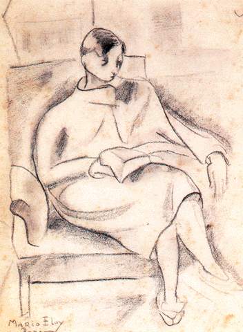 Mário Eloy (1900-1951). Mulher sentada a ler, 1925-26. Col. part. Lisboa.
